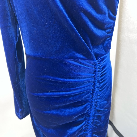 One Shoulder Velvet Ruched Evening Party Dress S royal blue formal going out - Picture 7 of 10